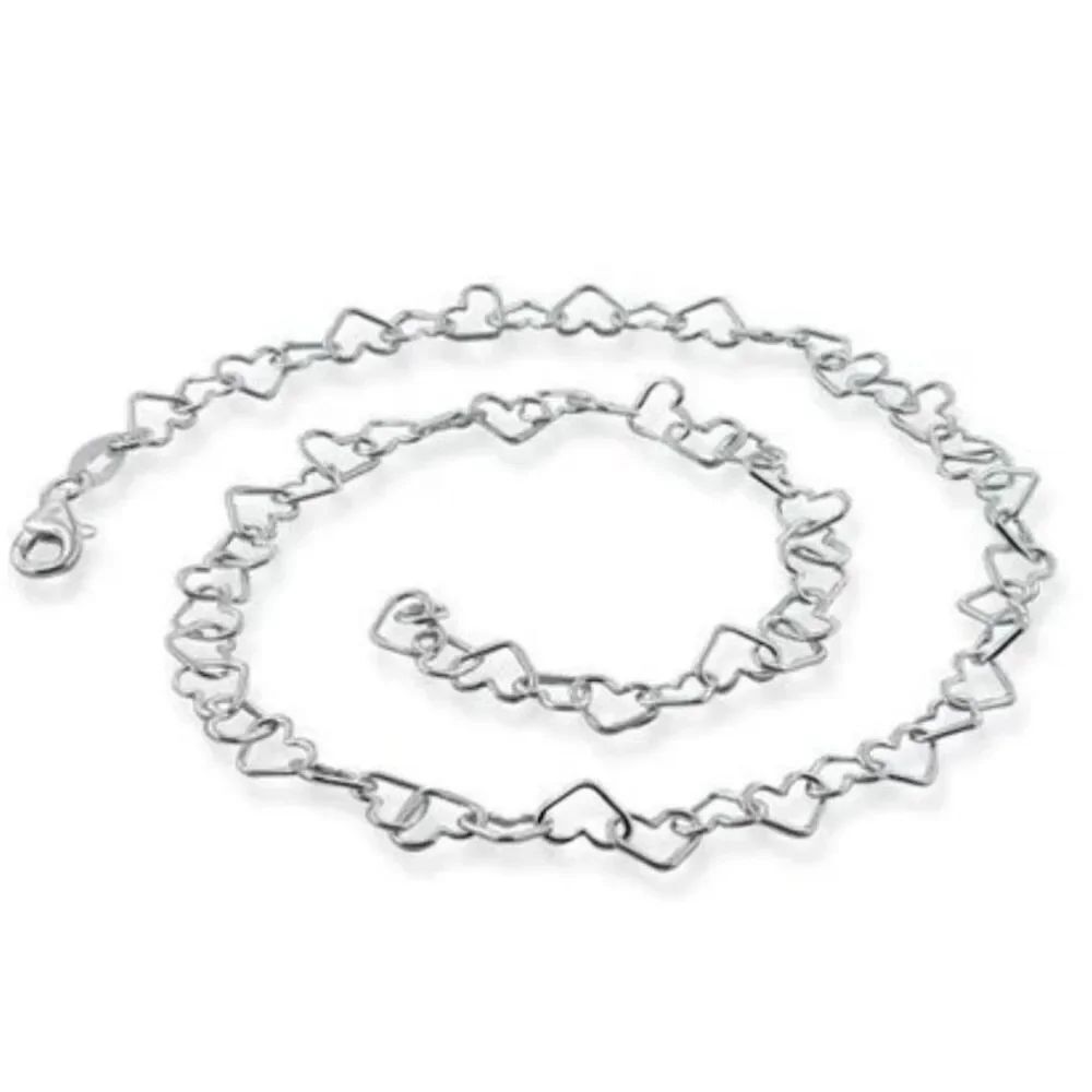 Italian Sterling Silver Heart Link 18” Chain 4.4mm New